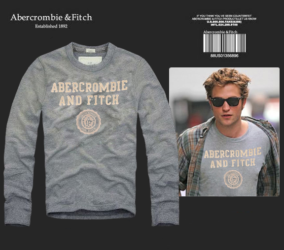 Abercrombie Fitch Hombres De Cuello Redondo Con Gente Fotos Largo Remera AF6109